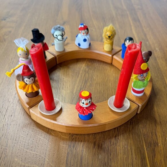 KATHE KRUSE Circus Birthday Ring Set 12 Animal Toys Original Box Cherry Wood - Picture 10 of 13